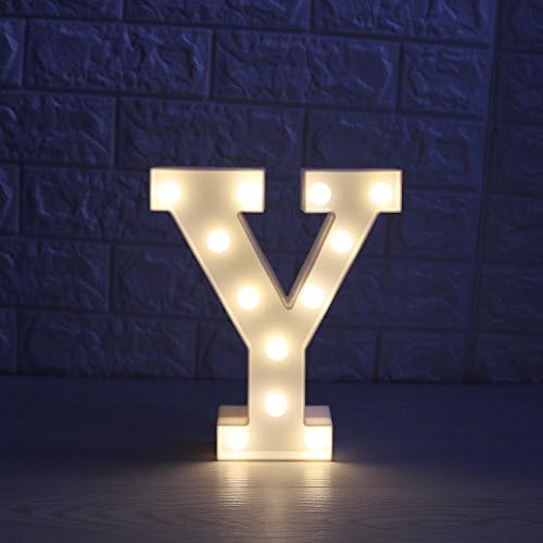 Alphapet Decorative Light Up Sign Led Letters Lights Decoration For Festival Party Wedding Holiday(Y Warm White&Battery Operated) (Y)