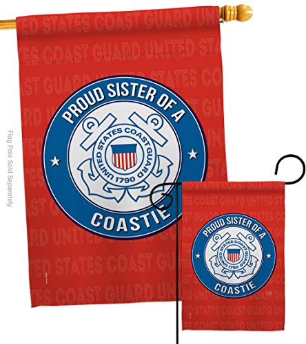Coast Guard Proud Sister Coastie Garden House Flag - Set Armed Forces USCG Semp…