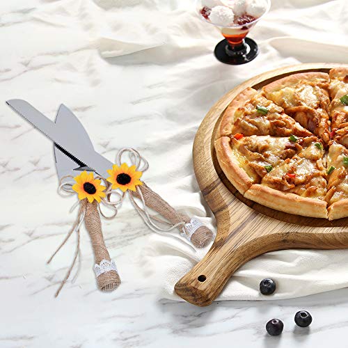 Rustic Wedding Cake Serving Set, Pizza Pie Cake Knife and Server Set for Custom Wedding Gift Parties Birthdays Anniversaries Supplies - Thumbnail 3