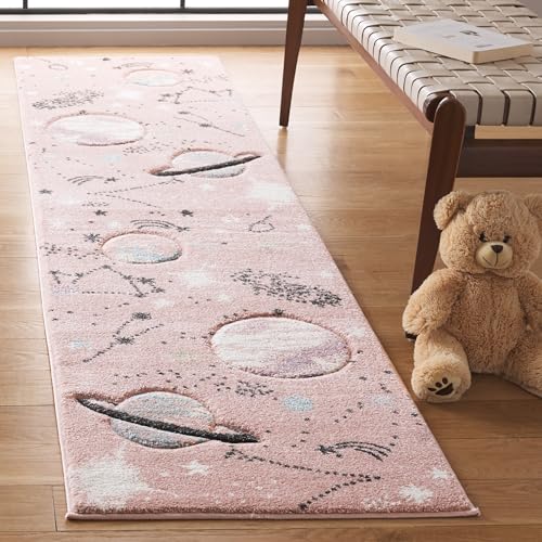 SAFAVIEH Carousel Kids 100 Collection Runner Rug - 8' Runner, Pink & Purple, Tr…