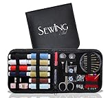 Sewing Aid Emergency Kit with 72 Best Supplies for Mending,1000 yds of Thread & Self-Threading Needle, Elegant Case for Easy Travel & Smart Home, Beginners E-Book Included