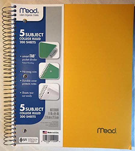Mead 5 Subject 200 Sheet College Ruled (Orange)