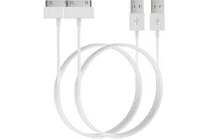 2-Pack Charging Cable for iPhone 4/4s, 3G/3GS, iPad 1/2/3, iPod Touch/Nano/Classic, 3.3 Feet White Data Cable Charger Cord