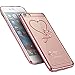 iPhone 7 Case,Inspirationc Glitter Bling Crystal Rhinestone Diamonds Clear Rubber Electroplate Plating Frame TPU Soft Silicone Bumper Case Cover for Apple iPhone 7 4.7 Inch--Rose Gold and Heart