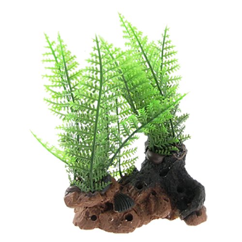 Jardin Plastic Emulational Artificial Water Grass Plant with Weighted Base, 4-1/2-Inch, Green