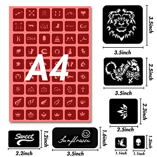 Koogel 434 PCS Semi Permanent Tattoo with Body Painting Pen,20 Sheets Girls&Boys Tattoo Stencil Temporary Tattoos for Women Body Art Template