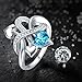 Jrose 925 Sterling Silver Created Ruby/Blue Topaz Heart Enternity Ring for Women