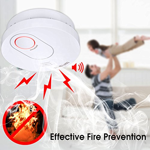 10 Years Battery-Operated Smoke and Fire Alarm/Detector(Not Hardwired) with Silence Button and 10-hours Eliminates Late Night Low Battery Chirps Mode Photoelectric Sensor & UL Listed Smoke&Fire Alarm