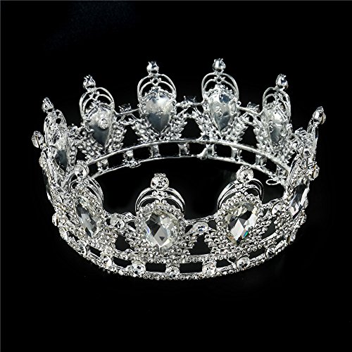 Pageant Wedding Crown Bridal Veil Headdress Oval Rhinestones Tiara Silver Plated, Charming Sparkly Bride Tiara Head-wear for Women Costume Prom Birthday Christmas Parties Gift Jewelry King Heavy