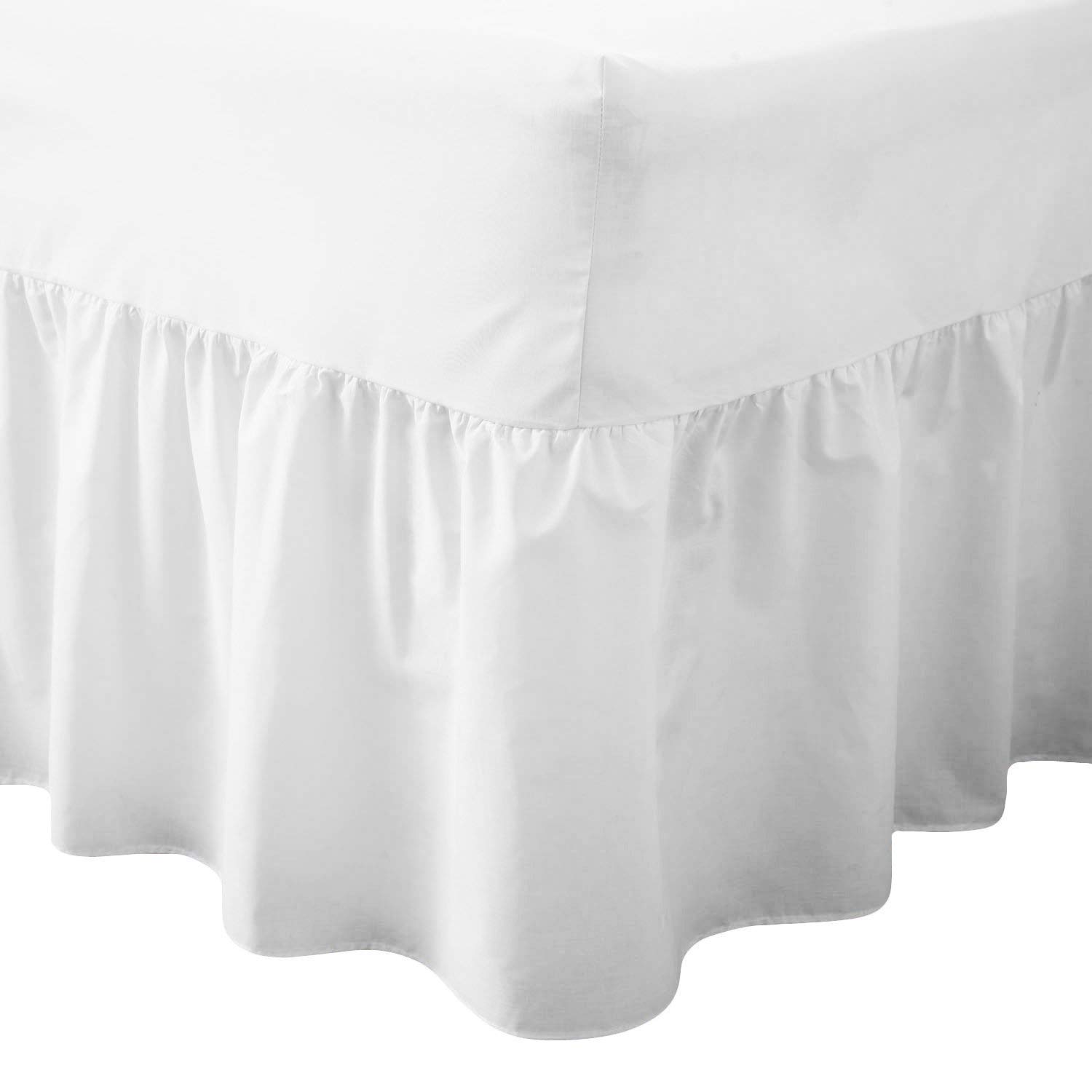 AmigoZone Plain Pollycotton Valance Fitted Sheet Or Pillow Pair Cases (Super King, White)