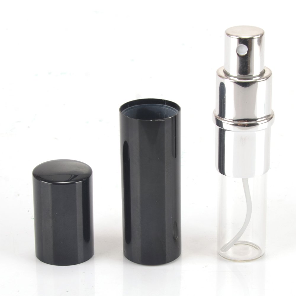SHiZAK 4x 10ml Stylish (Colors Black, Silver, Blue and Pink) Travel Perfume Bottle Atomiser Refillable Fragrance Perfume Atomizer Empty Aftershave Spray Bottle