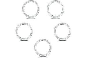 NEWZENRO 5Pcs Stainless Steel 16G 18G Sleeper Hoop Earrings for Women Men Septum Hinged Clicker Nose Lip Ring Helix Daith Cartilage Tragus Piercings Tiny Small Huggie Hoops Hypoallergenic Sensitive Ears Jewelry