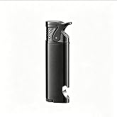 Metal Windproof Jet Torch Adjustable Lighter with Bottle Opener (Black) | Versatile EDC Outdoor Tool, Great For Camping And BBQ, Nice Gift For Men, Butane Gas Not Included