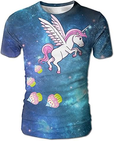 Wings Dessert Unicorn Rinbow Gift Men's Adult XL Novelty Funny Graphic Short Sleeve T Shirts Tee