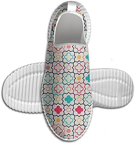 Mkajkkok Arabesque Traditional Tile Pattern Clovers Lattice Oriental Figures Art Print Lightweight Fitness Walking Shoes.