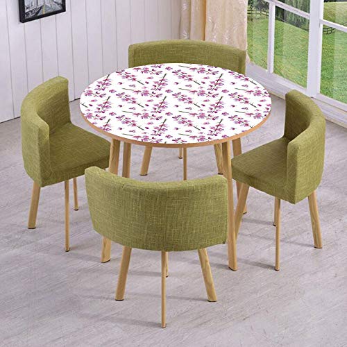 iPrint Round Table/Wall/Floor Decal Strikers/Removable/Hazy Delphinium Floret Branches with Blooming Roots Seasonal Twigs Nature Pattern/for Living Room/Kitchens/Office Decoration