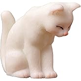 BWESOO White Miniature Cats Statue Micro Landscape Fairy Garden House DIY Terrarium Crafts Ornaments Accessories for Home Outdoor Statues