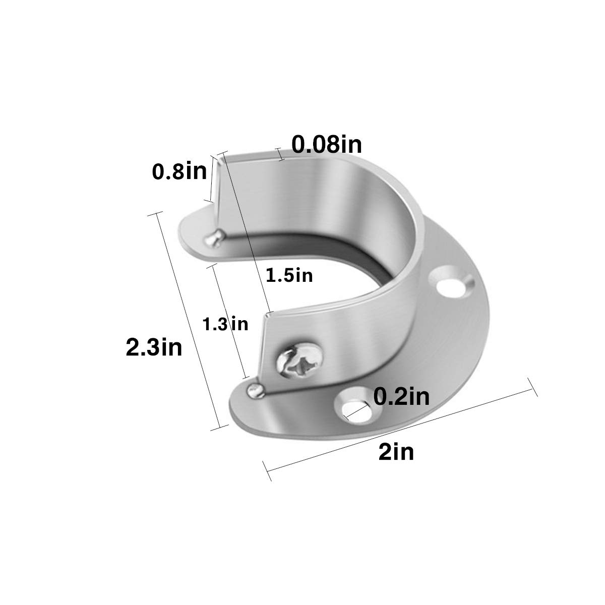 LMYJ Closet Rod Holder Support U Shaped End Pole Socket Flange Set 4pcs