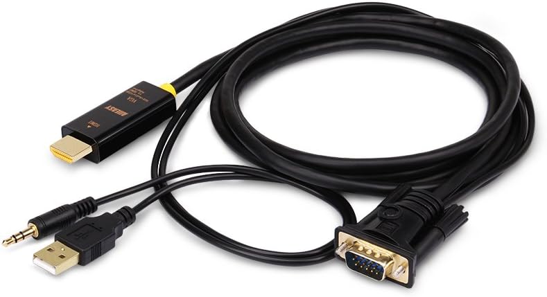 AllEasy 50ft/15m VGA to HDMI Cable 1080P AV HDTV Video Adapter Converter with Audio for for TV PC and Laptop Monitor
