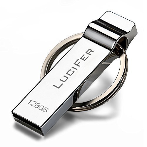 LuciFer USB Flash Drive 128GB with Keychain - Silver (128GB)