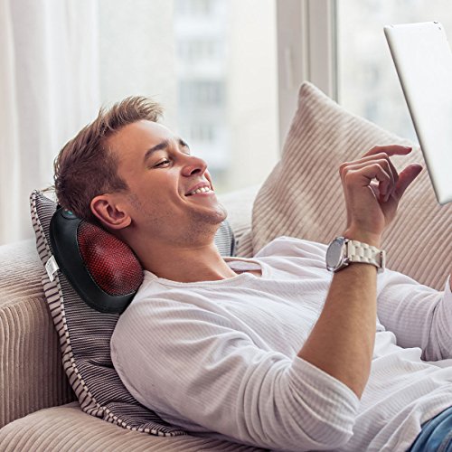 Neck Massager Pillow with Heat - Shiatsu Back and Shoulder Massager with Deep Tissue Kneading, Electric Back Massage for Full Body, Relaxation at Home, Car & Office