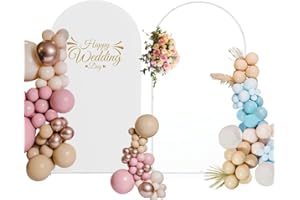 MJHGEN Metal Wedding Arch Stand with Spandex Cover, 6.8FT Balloon Arch Frame for Ceremony & Party Celebration, Indoor & Outdoor