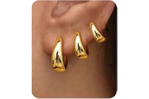 PANSHI 3Pairs Gold Hoop Earrings Set for Women Trendy Chunky Huggie Dainty Earring Jewelry for Women Teens