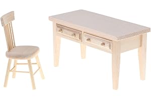 HAOMIAN Wooden Dollhouse Furniture Mini Dollhouse Furniture of Table & Chair Miniature Living Room Kids Play Toy for Photo Props 1/12 Scale