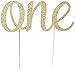 Handmade 1st Birthday Cake Topper Decoration - One - Double Sided Glitter Stock (Gold)