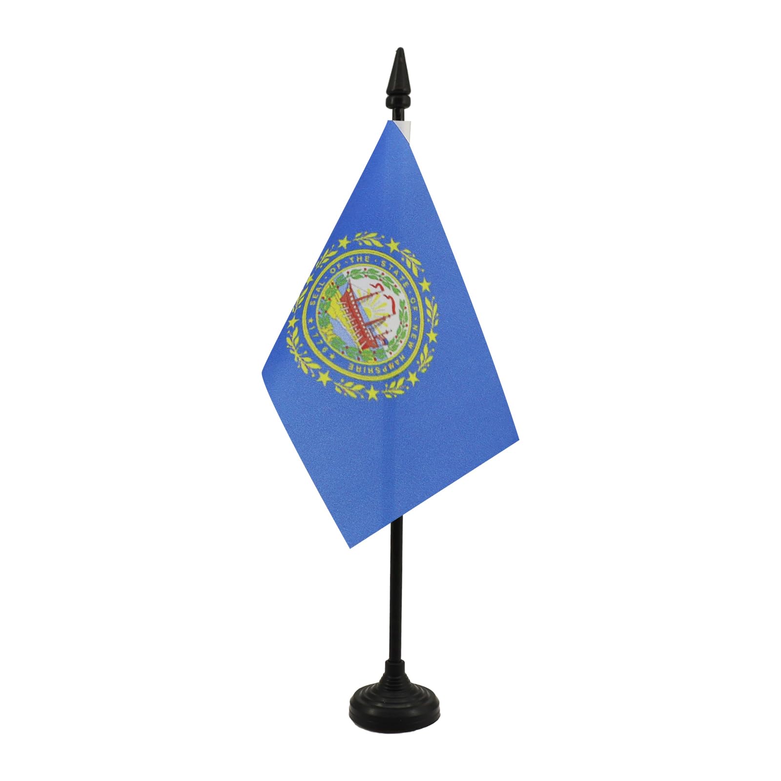 AZ FLAG - New Hampshire Table Flag 4'' x 6'' - US state of New Hampshire Office Mini Banner 100% Polyester 15 x 10 cm - Mini Desk Flag with 10'' Pole and Black Plastic Base