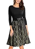 Miusol Women's Retro Floral Lace Bow Cocktail Party Swing Dress