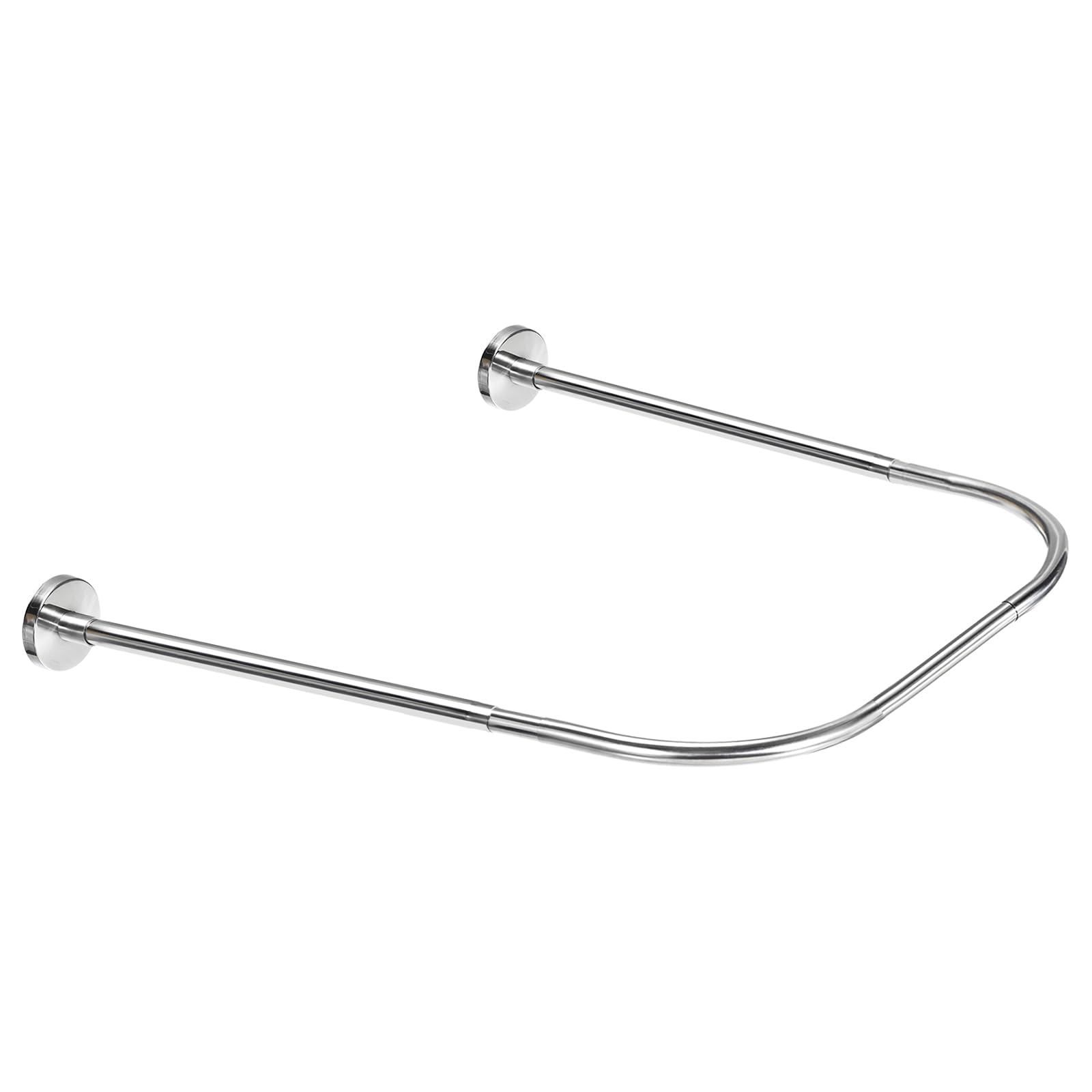 Photo 1 of uxcell Stretchable Shower Curtain Rod Rack, Stainless Steel U Shaped Shower Curtain Rod No Drill for Bathroom Bathtub, 90cm/35" Width, Silver Tone