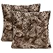 LANGRIA Set of 2 Decorative Faux Fur Cushion Covers 18x18, Soft Plush Shaggy Throw Pillow Case with Short Faux Fur and Hidden Zip Closure for Bed Sofa Couch - Filling Not Included (2-Pack, Brown)