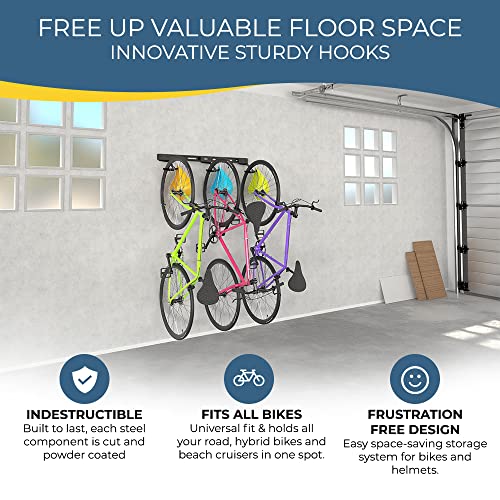 Koova USAMade Garage Wall Mount Bike Rack for 2, 3 or 6 Bicycles