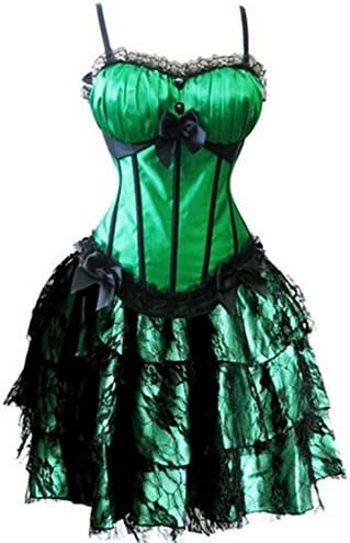 Womens Sexy Padded Cup Satin Corset with Straps with Tutu Skirt Set