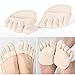 Chinatera Cotton Half Insoles Pads Cushion Metatarsal Sore Forefoot Support Toe Separating Socks (Beige)