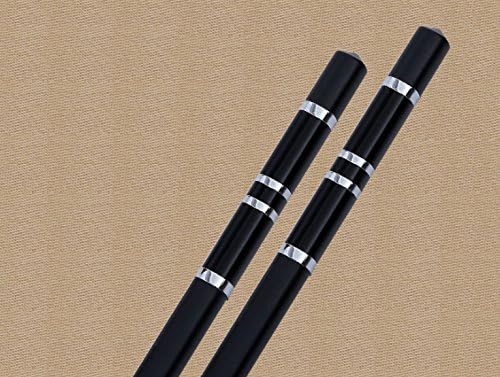 Shihua 10 Pcs 27.3cm Chopstick With Rack Chopsticks 5 Pairs Spiral (Black/siver)