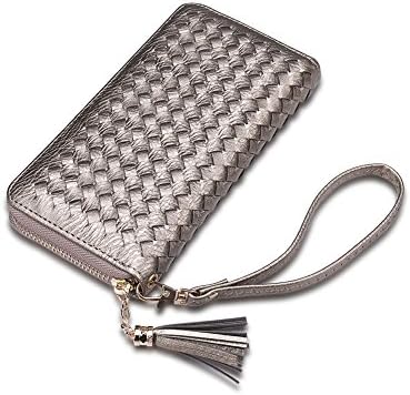 Jopchunm Womens Weave Tassel Long Purse Card Holder Clutch Wristlet Wallet