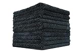 The Rag Company (10-Pack) 16 in. x 16 in. Professional Edgeless 70/30 Blend 420 GSM Dual-Pile Plush Microfiber Auto Detailing Towels Creature Edgeless (Black)