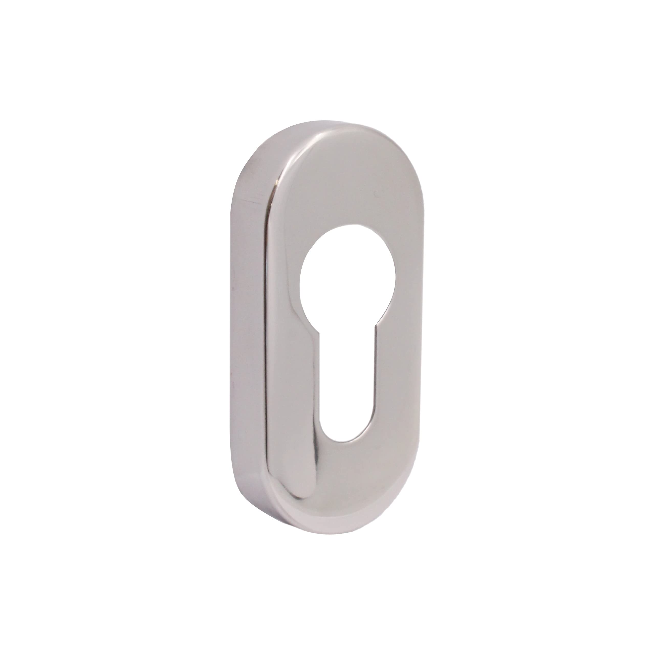 Upright Euro Escutcheon Oval Shaped Keyhole Cover - Polished Stainless Steel - Pack of 1