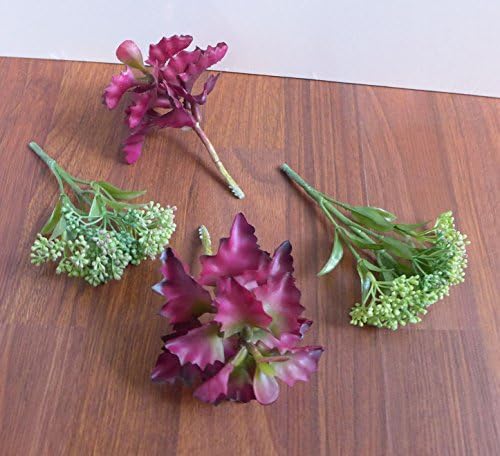 Decoratives Different Small Artificial Plants Leaves Grass Green Autumn Miniature Succulents Desert Fake Plastic Landscape Table Desk Kitchen Home Decor Garden Lifelike Plant