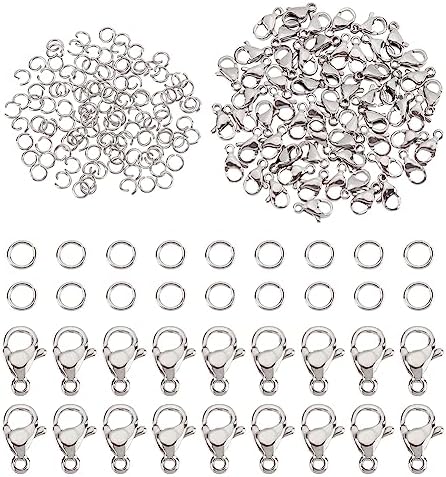 PH PandaHall Lot De 60 Plateaux Pour Boucles D'Oreilles - Acier Inoxydable, 5 Tailles (6-14mm) | Pour Cabochons DIY Bijoux