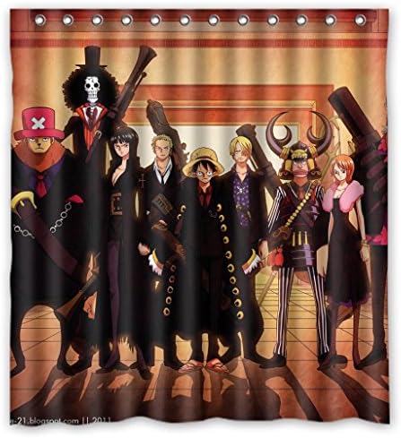 Anime One Piece Shower Curtain Cartoon Pirate Waterproof Shower Curtain 66"(w) x 72"(h)