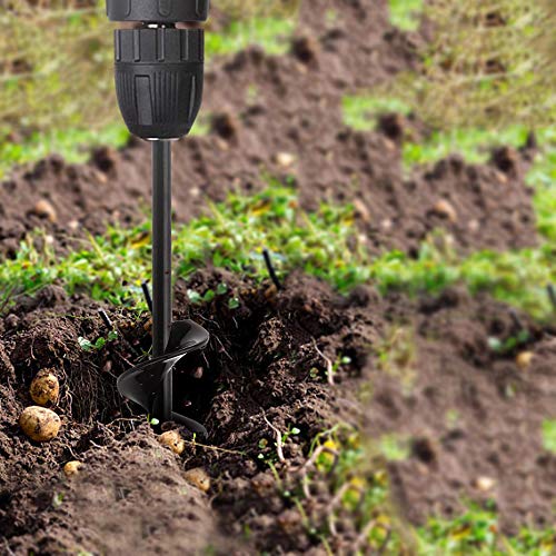 FUNTECK Bulb Planter Auger Drill Bit for Planting Bulbs and Seedlings, Fits 3/8 inch or Larger Drill (1.6" x 9")