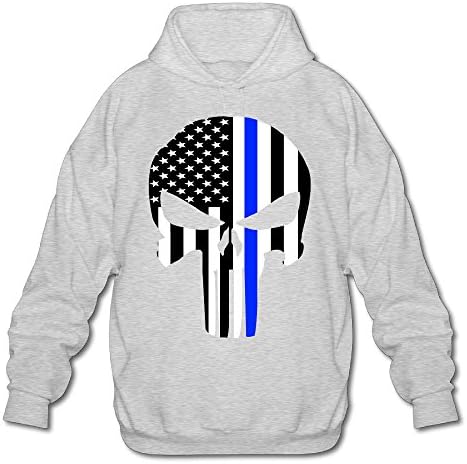 XJBD Men's Thin Blue Line Skull Special Sweatshirt Ash Size XXL
