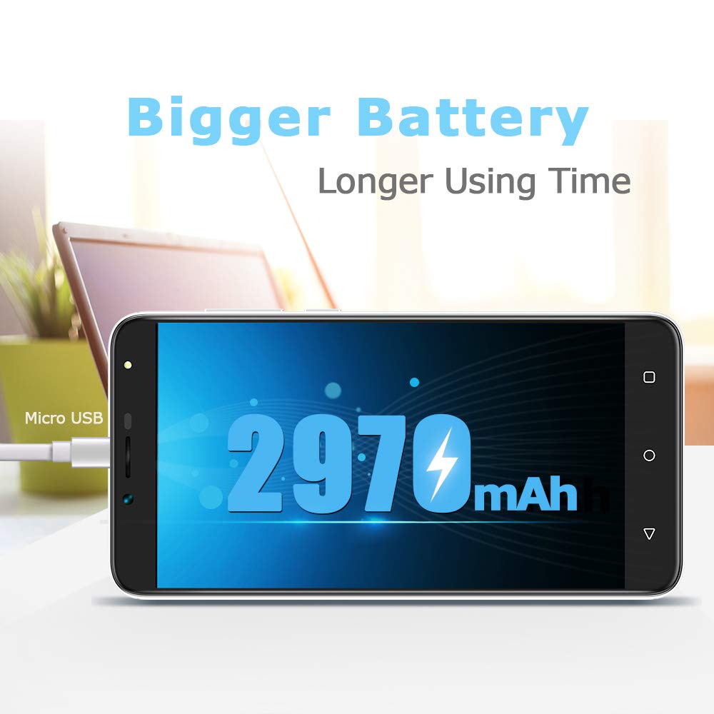 Smartphone Libre 4G, Wieppo S6 Teléfono móvil Dual SIM con Pantalla DE 5.5 Pulgadas HD 1280 * 720, Doble Cámara 8MP+5MP, 2GB RAM 16GB ROM, Android 7.0, Batería de 2970mAh(Plata)