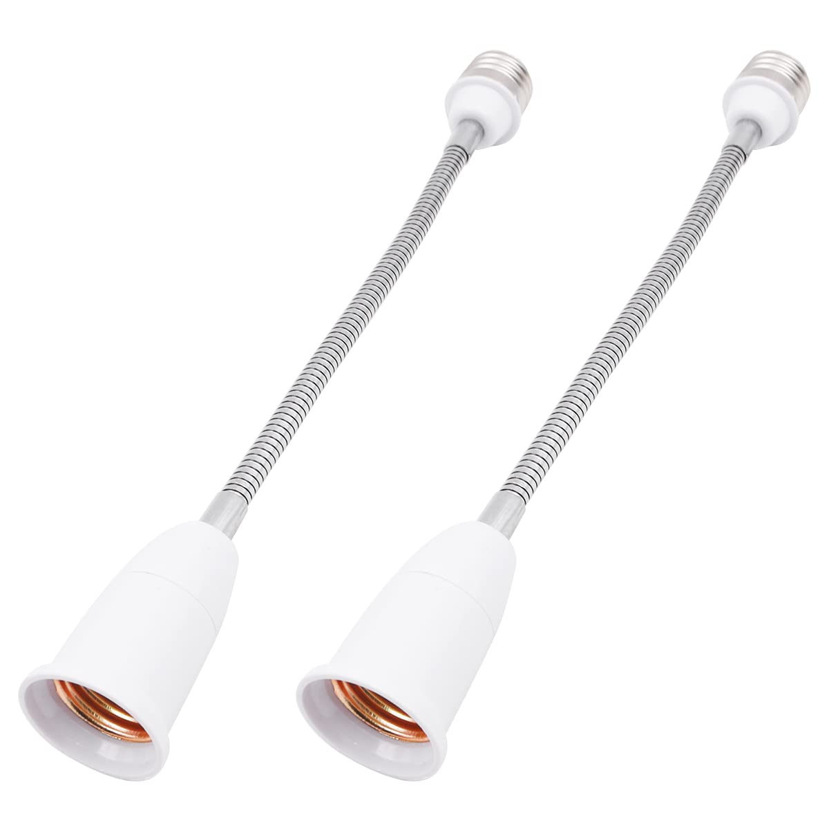 WANGCL 2PCS E27 Lamp Base Flexible Gooseneck Extension Adapter for Extension Light Bulb Adjusting the Light -28cm
