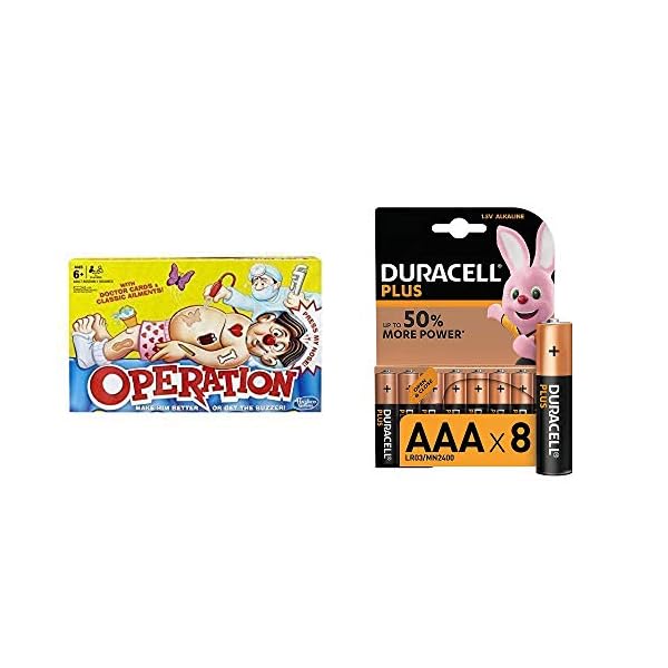 Hasbro Gaming B2176348 Gaming Classic Operation Game, Duracell Optimum AA Alkaline Batteries [Pack of 4] 1.5 V LR6…