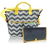 Umbesta Baby Diaper Bag with a Wet Bag and Changing Pad - Designer Chevron Canvas Tote, Model Double Dream Extra Functional