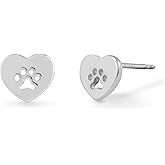 Boma Jewelry Sterling Silver Heart with Cut-Out Paw Stud Earrings